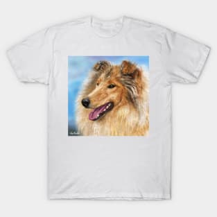 Painting of a Blond Furry Collie Dog T-Shirt